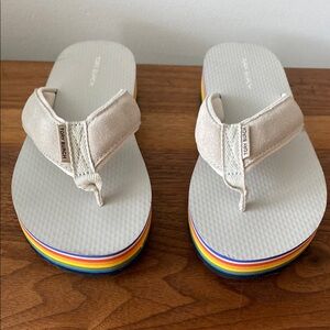 Tory Burch white/light gray Flip Flops with Rainbow Sole